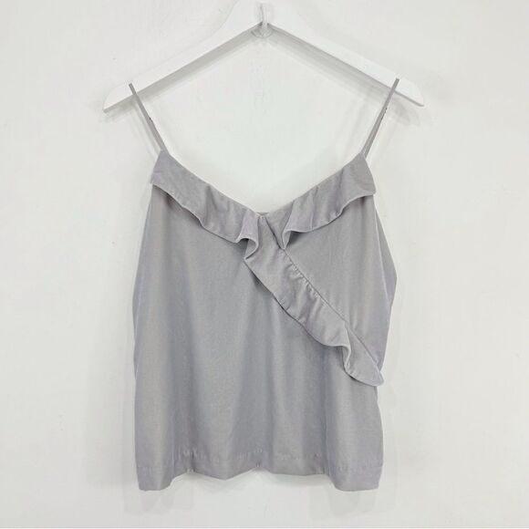 J. Crew Coral Gray Velvety Ruffle Tank Blouse - Picture 1 of 16